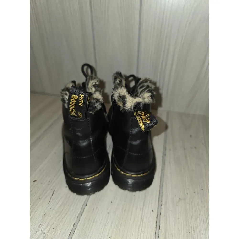 Dr. Martens Serena Leopard Faux Fur Boots Girls Size 1 Doc Martens Side Zip
